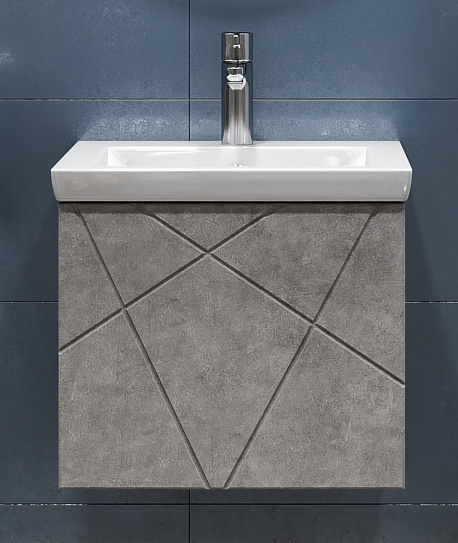 Тумба с раковиной 50 Vigo Geometry 500-0-1 навесная бетон