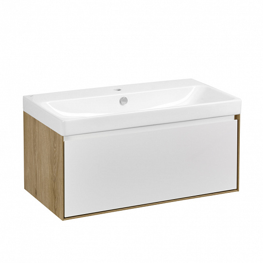 Тумба под накладную раковину Aquaton Либерти 90 дуб эльвезия белый глянец 1A279901LYC70