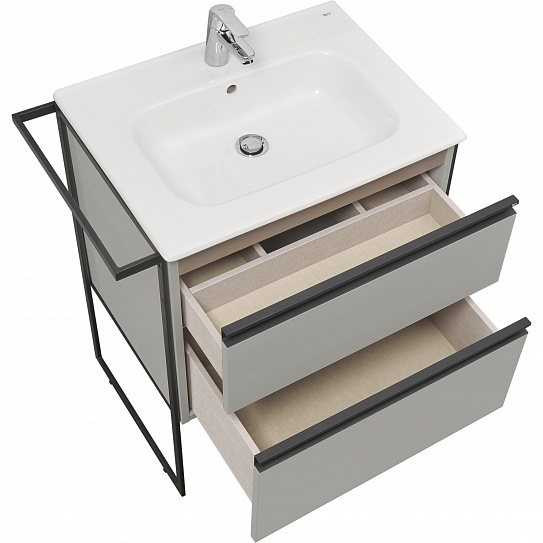 Тумба с раковиной Roca Domi 60 2 ящика серый матовый ZRU9307873