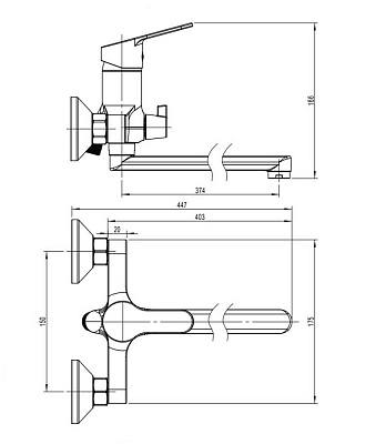 Смеситель для ванны с длинным поворотным изливом RUSH SKY SK5720-51