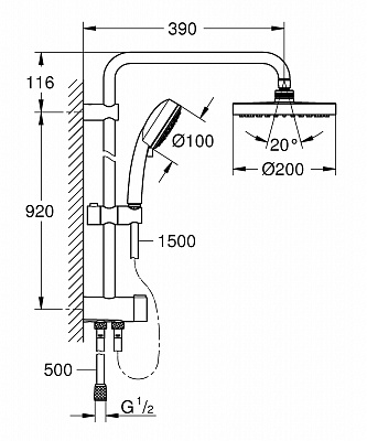 Душевая система с переключателем Grohe New Tempesta Cosmopolitan 200 26453001