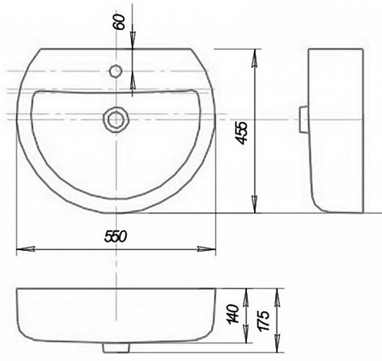 Раковина Sanita Luxe Best 55 BSTSLWB01