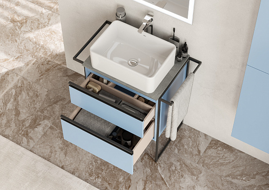 Тумба под раковину Roca Domi 60 2 ящика небесный синий матовый ZRU9307870