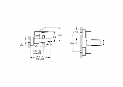 Смеситель для ванны с душем Vitra Root Square A4273736EXP