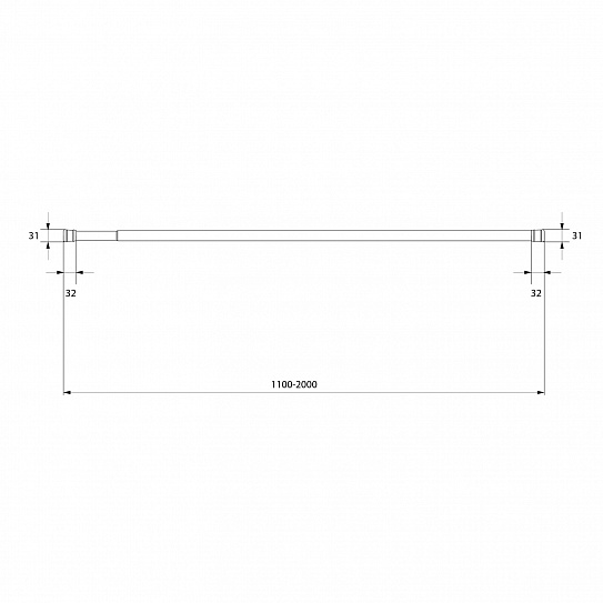 Карниз для ванной комнаты, 110-200 см, черный, Milardo Easy 014A200M14