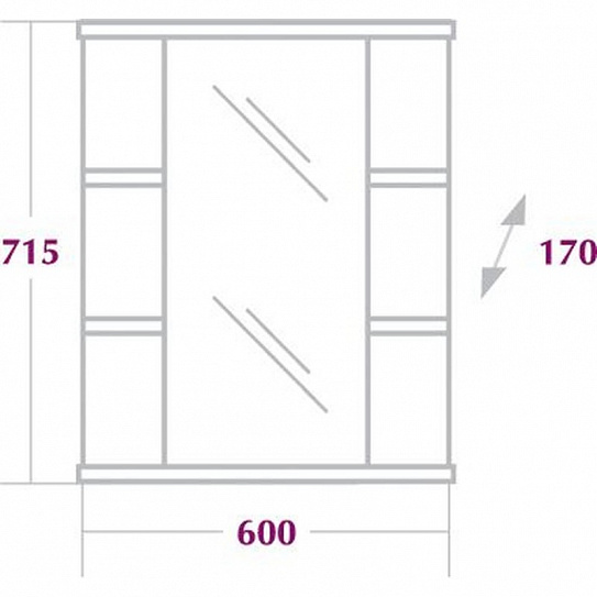 Шкаф-зеркало Onika Глория 60 см без света 206041
