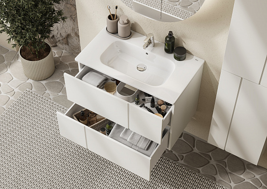 Тумба с раковиной Roca Luna 80 2 ящика ZRU9307765, белый