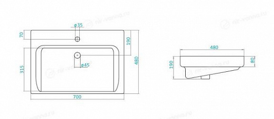 Мебельная раковина Opadiris Тигода 70х48 см