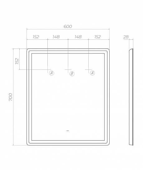 Зеркало в ванную 60х70 Vigo Geometry Classic 600