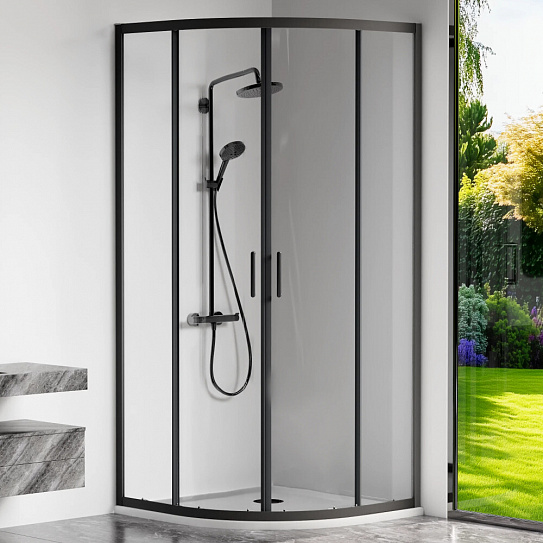 Душевой уголок GoodDoor Cube R-80-C-B 80х80 черный КУ00016