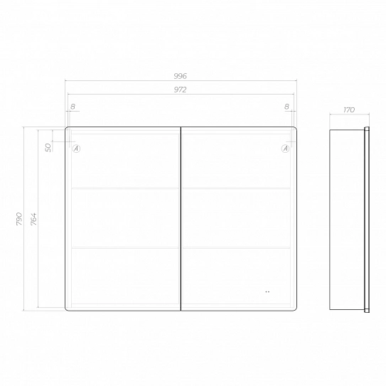 Шкаф навесной с зеркалом VIGO Geometry Comfort 1000, арт 222