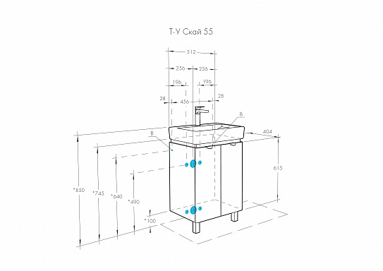 Тумба с раковиной Скай 55 AQUATON PRO,1A238101SY010