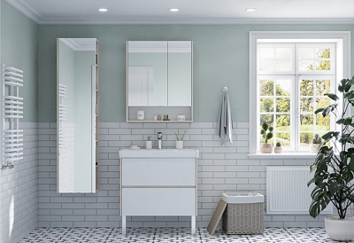 Тумба под раковину AQUATON Сканди 80 белый, дуб верона 1A283001SDB20