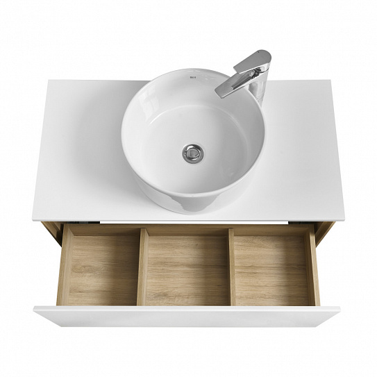 Тумба под накладную раковину Aquaton Либерти 90 дуб эльвезия белый глянец 1A279901LYC70