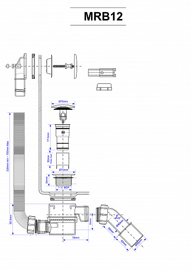 Сифон для ванны McAlpine MRB12 1 1/2 кнопка клик-клак