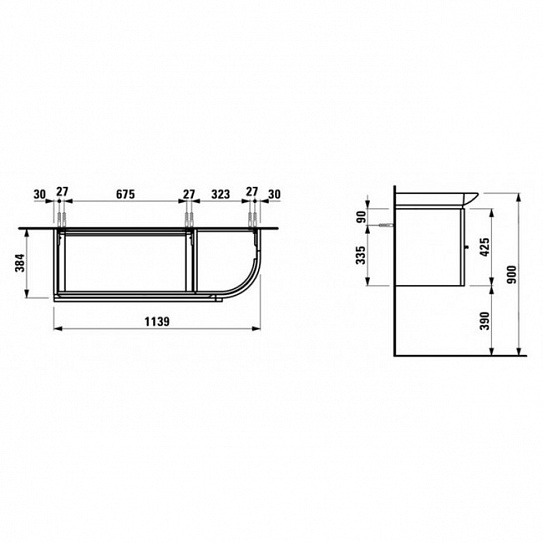 Тумба без раковины Laufen Palace New 4.0160.2.075.464.1