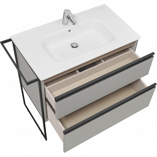 Тумба под раковину Roca Domi 80 2 ящика серый матовый ZRU9307874