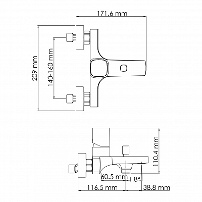 Смеситель для ванны с коротким изливом WasserKRAFT Naab 8601