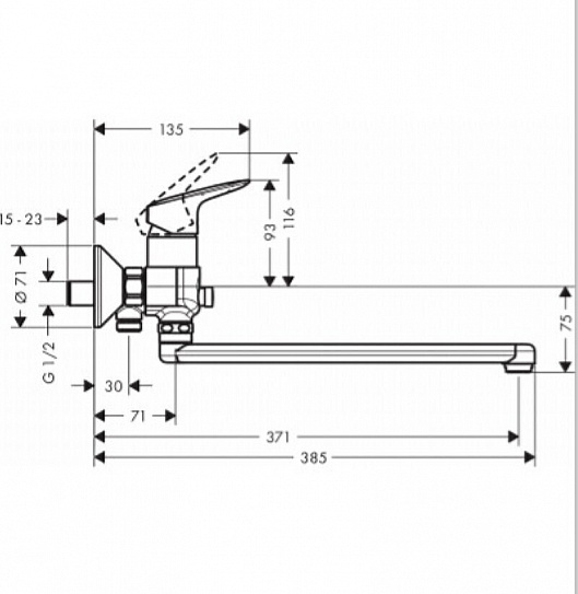 Смеситель для ванны Hansgrohe Logis длинный излив 71402000