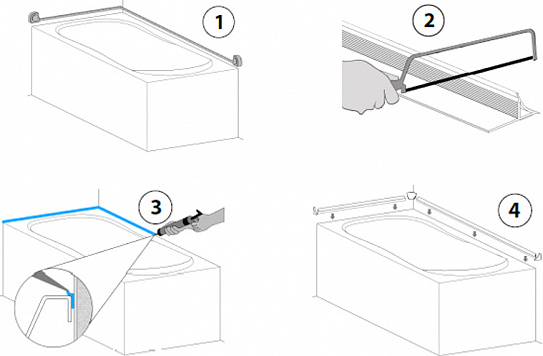 Набор бордюров для ванн, поддонов и столешниц BAS НБ00001