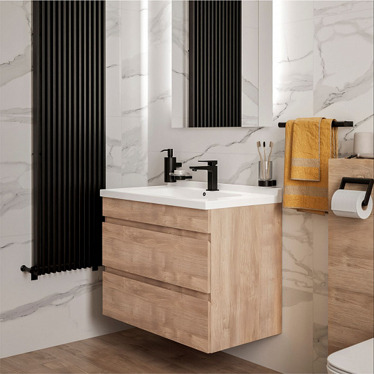 Тумба подвесная 2 ящика MIRSANT Karelia 60 УТ000098887 (раковина Simple 60, Breeze)