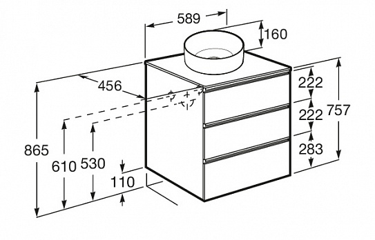 Тумба под раковину Roca The Gap 60 городской дуб 2 ящика A857397402