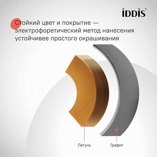 Душевая система с тропическим душем и изливом, матовый графит, Parker, IDDIS, PARGM3Fi06