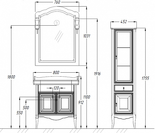 Тумба Opadiris Лоренцо 80, цвет белый без патины