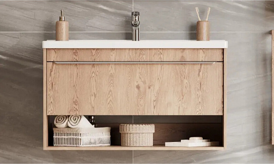 Тумба под раковину Aquaton Хоуп 100 1 створка Орех 1A287401HP6C0 (под ум-к Миранда 100)