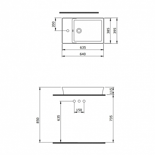 Раковина Berges Ego SL накладная 60x38 см отверстие под смеситель сбоку 182013