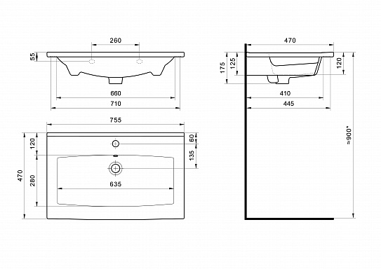 Тумба с раковиной Aquaton Форест 75 туманный серый 1A278201FR4D0