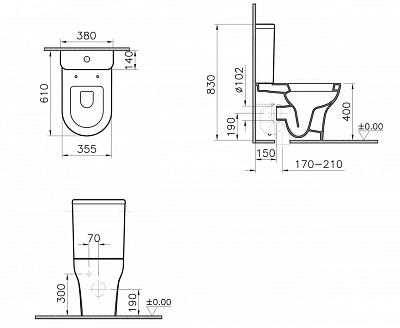 Унитаз с функцией биде Vitra Zentrum Back to Wall 9012B003-7226