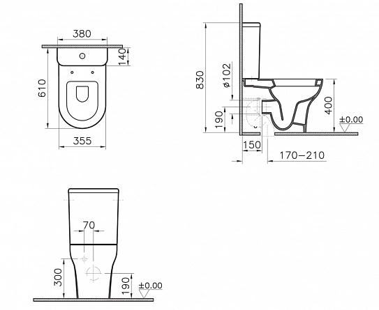 Унитаз с функцией биде Vitra Zentrum Back to Wall 9012B003-7226