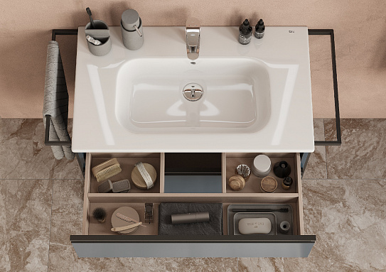 Тумба под раковину Roca Domi 80 2 ящика синий матовый ZRU9307868