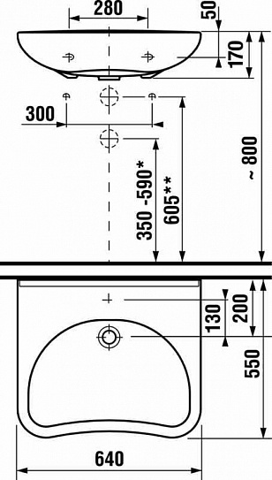 Раковина подвесная Roca Access 64х55 1 отверстие, для людей с огр. возможностями ZRU9307659
