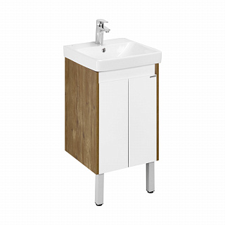 Тумба под раковину AQUATON Сканди Doors 45 белый глянец/дуб рустикальный 1A278701SDZ90