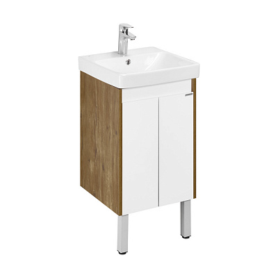 Тумба под раковину AQUATON Сканди Doors 45 белый глянец/дуб рустикальный 1A278701SDZ90