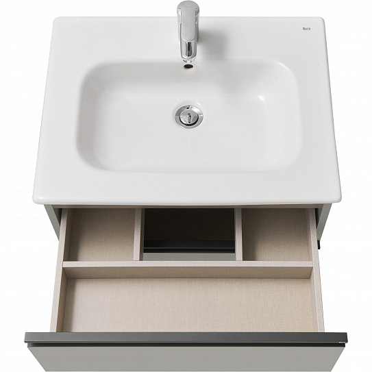 Тумба с раковиной Roca Domi 60 2 ящика серый матовый ZRU9307873