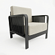 Кресло на каркасе из бамбука 730 с подушками FN-060D-2 BLACK BAMBOO+WHITE FABRIK