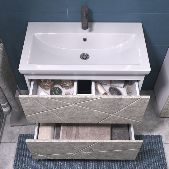 Тумба напольная с раковиной 80 см Vigo Geometry 800-0-2 025 бетон