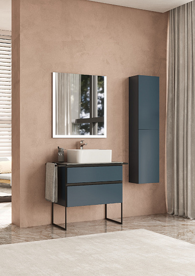 Тумба под раковину Roca Domi 80 2 ящика синий матовый ZRU9307868