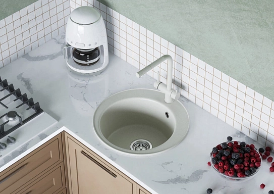 Мойка кухонная круглая AQUATON Шелли 1A734732SS240 жемчуг