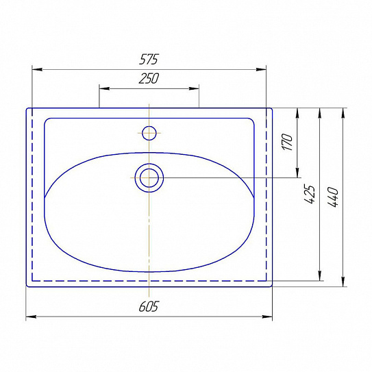 Умывальник  "Калипсо" 600 белый мебельный с/о