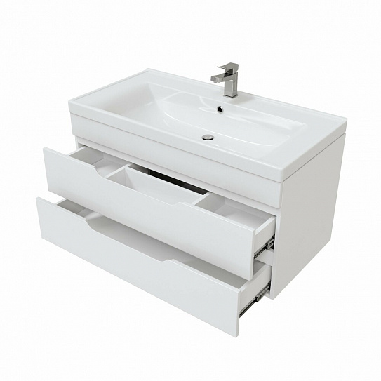 Тумба подвесная с доводчиком MIRSANT Soho Quadro 100/2 для раковины (под раковину 262517 Deep-100)