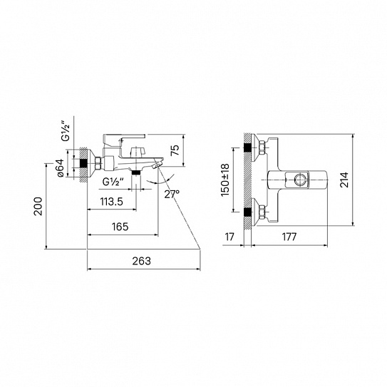 Смеситель для ванны рычажный черный 426901 Bild BILBL00i02WA