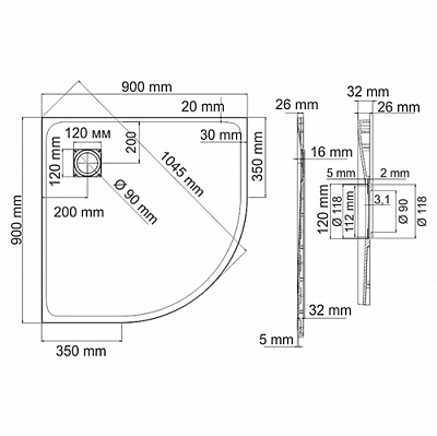 Поддон для душа WasserKRAFT Main 41T01