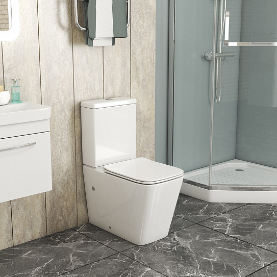 Унитаз напольный с тонкой крышкой Grossman GR-4445S (640*360*830)