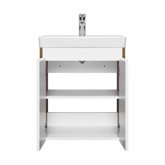 Тумба под раковину AQUATON Сканди Doors 55 белый глянец/дуб рустикальный 1A278801SDZ90