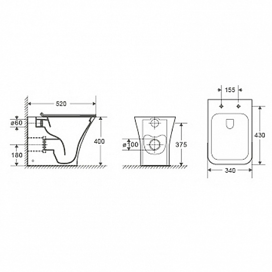 Унитаз приставной безободковый Cerutti SPA Vettore с микролифтом F CT7841