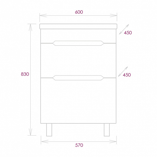 Тумба напольная АЙЛЕНД 60 Onika 106160 (под умывальник 145711 )